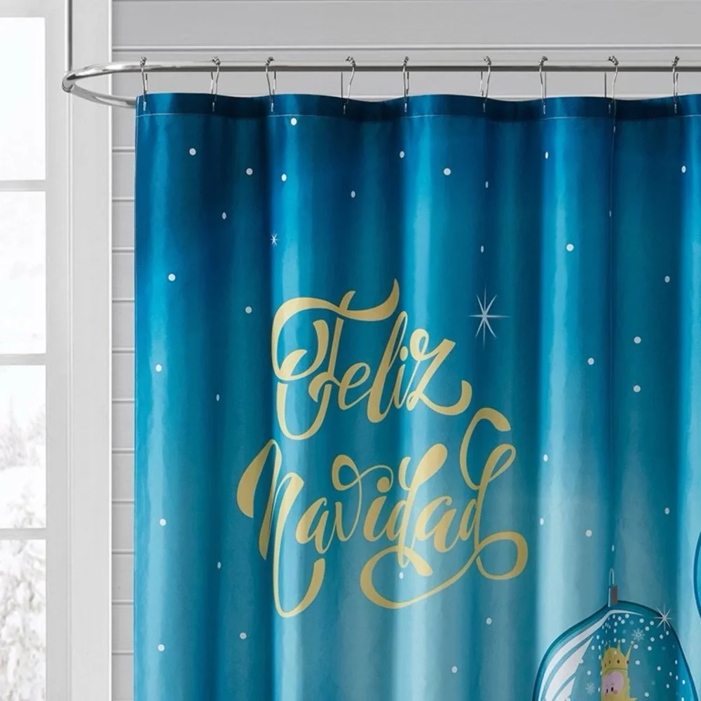 Feliz Navidad Three Kings Fabric Shower Curtain